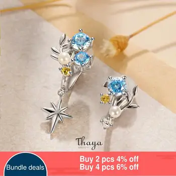 Thaya Firefly Arete Azul Clip de Plata 925 nuevo Pendientes De Lujo Especial de la Multa Original de la Joyería de regalo de las mujeres