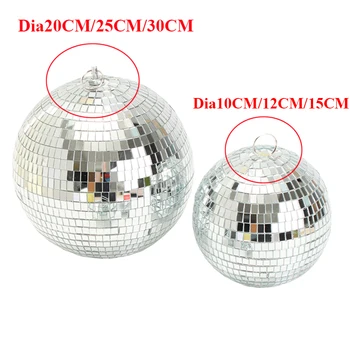 Thrisdar 25 CM Espejo de la Bola de Discoteca de Plata Colgante Parte de la Bola de Discoteca RGB Haz Pinspot Lámparas de Navidad de la Boda de Cristal Reflectante Espejo