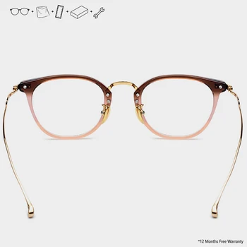 Titanio puro gafas de marco de los hombres retro miopía redonda y clara de acetato de gafas de mujer gafas de la marca de diseño Ultraligero de la etiqueta de las gafas