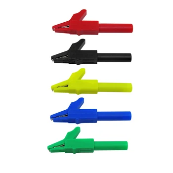 TKDMR 30PCS conjunto de 5 Colores de 4 mm de Doble Banana Plug de Silicona Suave de la Prueba del Plomo del Cable Para Multímetro 1m en forma de U con pinza de cocodrilo