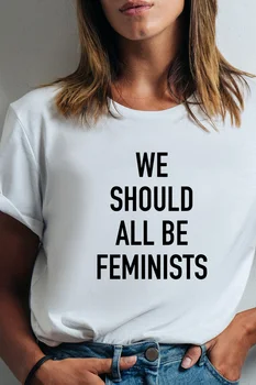 Todos Deberíamos Ser Feministas de la Carta de las Mujeres de Verano de Harajuku Vintage Camiseta de Verano de los años 90 la Calle de la Ronda de Cuello de Tumblr Tops Camiseta T-shirt