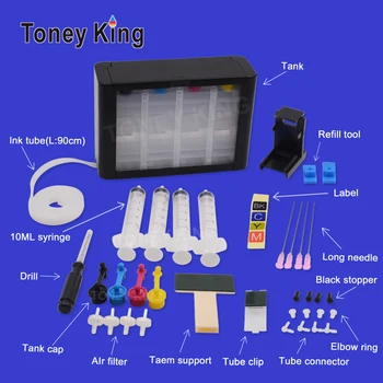 Toney Rey Ciss Depósito de tinta de Impresión de Sistema Continuo Con el Tubo de Tinta Para HP 62 62XL cartucho Envy 5640 OfficeJet 200 5540 5740 7640