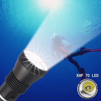 Topcom XHP70 Profesional LED de la Linterna del salto IP68 Luz de Alimentación de Buceo Luz Submarina 50m de Pesca submarina de la Luz Con la Cola de la Cuerda