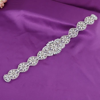 TOPQUEEN hechos a Mano de Plata/Oro /Oro Rosa de Novia de Cristal Guarnecido de diamantes de imitación de Ópalo Apliques para el Vestido de Boda de los Cinturones de Tocados S161