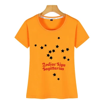 Tops Camiseta de las Mujeres signo del zodiaco sagitario humor Blanco de Algodón Mujeres Camiseta