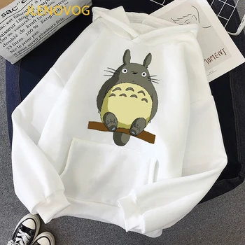 Totoro Espíritu de Distancia de impresión de dibujos animados sudaderas con capucha de las mujeres Studio Ghibli Anime Japonés sudadera femme Miyazaki Hayao sudadera mujer de la capa