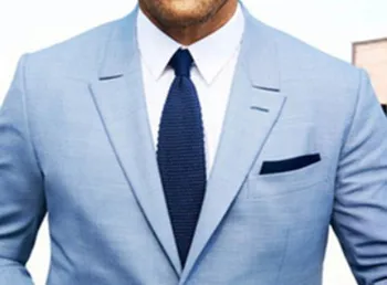 TPSAADE 2020 Slim Fit Novio Tuxedos Muesca Collar de los Hombres de Traje azul claro padrino de boda/el Novio de la Boda Mejor Hombre en traje (Chaqueta+Pantalón)