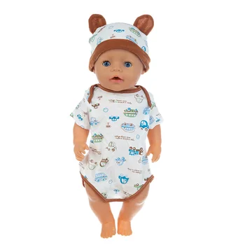 Traje+Sombrero de Bebé recién nacido Ajuste de 17 pulgadas 43 cm de la Muñeca Accesorios De Regalo del Bebé