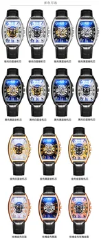 Transparente de los hombres de la Moda reloj de cráneo Esqueleto Mecánico de Engranajes el Movimiento Real de Diseño de los Hombres de la Vendimia de la Marca Superior de Lujo Masculino Reloj de Pulsera