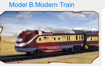 Tren eléctrico juguetes Super largo camino con luz sonido Clásico/Moderno locomotora de tren de juguetes para los niños chicos de regalo