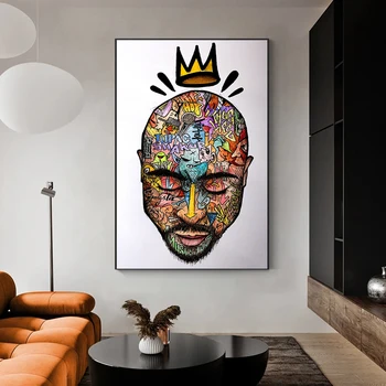 Tupac Shakur Cartel y Estampados Graffiti Arte de la Pared Rapero Rey 2PAC Lienzo de Pintura de Arte en la Calle Creatividad Decoración de la Habitación de Fotos