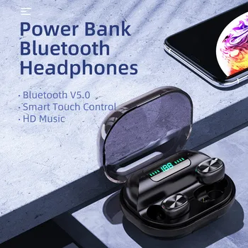 TWS de Auriculares Inalámbricos Bluetooth Headset Auricular Inalámbrico de Auriculares del Deporte de Bluetooth de los Auriculares de Energía de la Pantalla LED con estuche de Carga