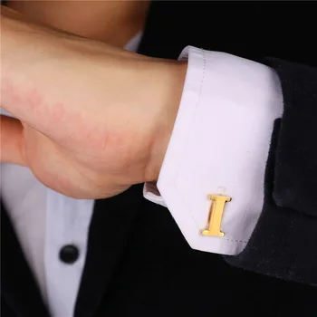 U7 Marca Gemelos de Metal Para los Hombres de Moda el Nombre de la Joyería Inicial del Alfabeto la Letra Encanto Puño de la Camisa de Botón de vínculos Con el Cuadro de C209