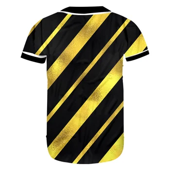 UJWI 2018 Nuevo de la Moda de las Rayas de los Hombres T-Shirt 3D de Gran Tamaño 6XL Negro Impreso Amarillo de Béisbol de la Camisa de Hombre Casual de la Camiseta de la 5XL
