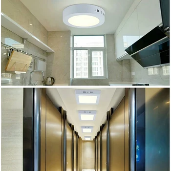 Ultra-delgada del Panel del Led de Luz de Techo AC85-265V Superficie a prueba de agua LED de la Lámpara del Pasillo de la Casa del Pasillo del Hotel de Iluminación del cuarto de Baño