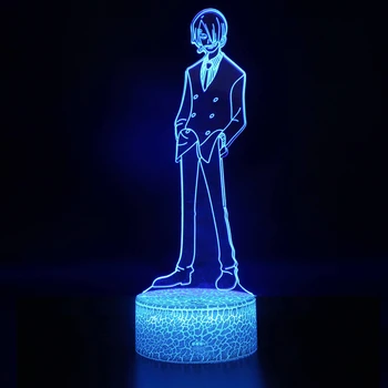 Una Pieza de la Luz de la Noche Luffy Zoro Sanji Nami LED 3D Ilusión Mesita de noche, Lámpara de Anime en la Figura de la Lámpara del Dormitorio de la Decoración Para Niños Regalos