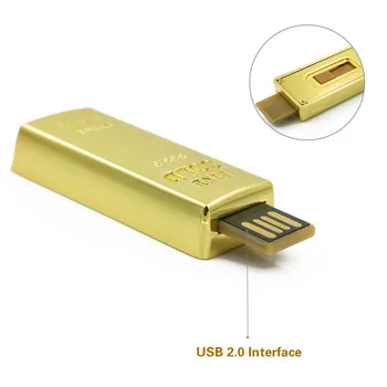 Unidad flash Usb Capacidad Total Impermeable Super Lingotes de 16GB Gold bar USB 2.0 flash pen drive, memory stick de 32 gb 64 GB de memoria de disco