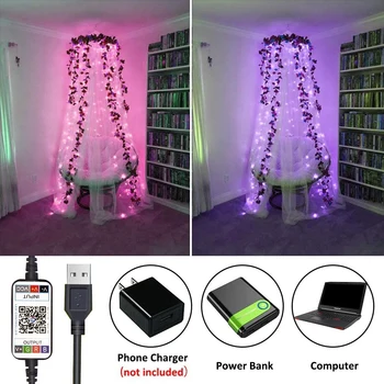 USB LED Cadena de Luz Aplicación Bluetooth Cable de Control de la Cadena de la Lámpara al aire libre Impermeable de Luces de Hadas de Navidad Decoración del Árbol de Cobre