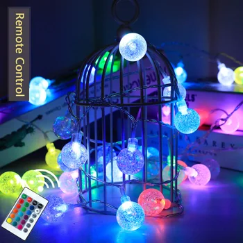 USB LED de control remoto de colores de la burbuja de la bola RGB de Navidad impermeable de la decoración de la lámpara de cristal de la burbuja de la bola de luz cadena de luces
