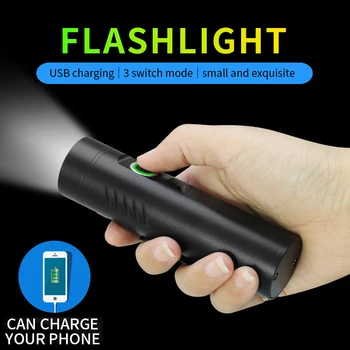 USB Linterna P50/P90 UV LED recargable de la Antorcha de Recarga de teléfonos Multi-función potente clip de bolsillo de la búsqueda de la luz con la Batería