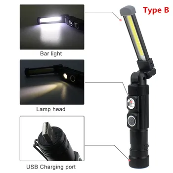 USB Recargable de la Antorcha de la MAZORCA LED de la Linterna 5 Modo de Luz de Trabajo Magnética LED Portátil Linterna de Camping al aire libre Colgando del Gancho de la Lámpara