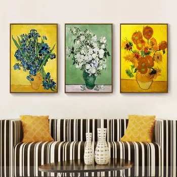 Van Gogh Europeo de Flores pintura al óleo imágenes de la pared para la sala de estar decoración de la lona de los carteles de la pared de las impresiones del arte de decoración para el hogar