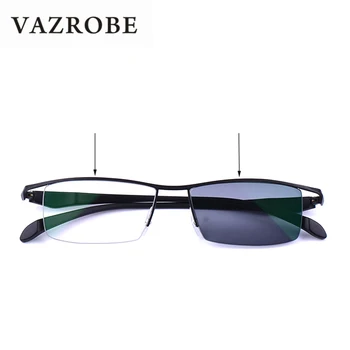 Vazrobe Mens Gafas de sol Fotocromáticas (claro Interior, Oscuro al aire libre) Camaleón Gafas para Hombre Semi Montura UV400 Conducción de la Miopía