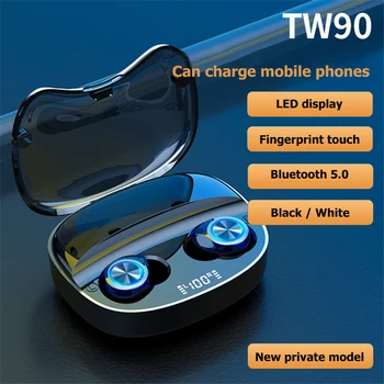 VENIDER TWS TW90 Bluetooth 5.0 de Auriculares Inalámbricos de Auriculares de Caja de Carga Mini Estéreo de los Deportes de la prenda Impermeable del Auricular Con Micrófono