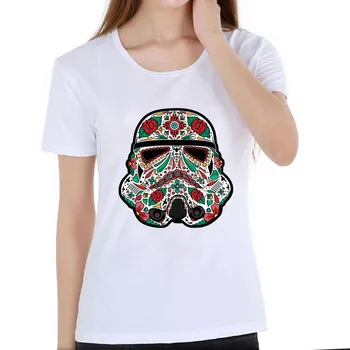 Verano Imperio Cráneo, diseño de la Moda de las Mujeres Camiseta de Manga Corta Trooper camiseta de Streetwear SkullTrooper Hip tee para las niñas