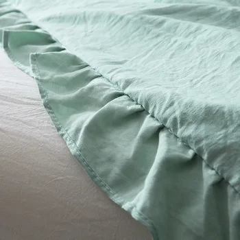 Verano Verde Colchas de Retazos de Volantes edredón 1pc de la cubierta de la cama Frescura ropa de cama de algodón Lavado, frazadas de Sólidos ropa de cama de verano