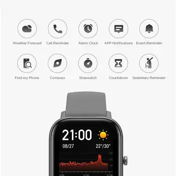 Versión Global Amazfit GTS Reloj Inteligente 5ATM Impermeable Smartwatch de 14 días de Batería GPS, Control de la Música de Cuero Correa de Silicona