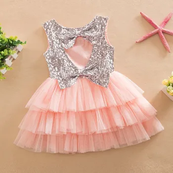 Vestido de las niñas 2020 moda de verano de lentejuelas arco lindo vestido de las niñas de ballet tutu vestidos de 2-6 años de la muchacha de la ropa