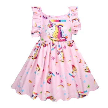 Vestido de niña Lol Unicornio Vestido de Túnica Fille los Niños 's Vestido Infantil vestimentas de color de los Niños para las Niñas sin Mangas del Traje de Verano PromVintage
