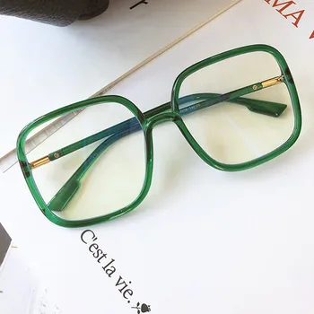 Vintage Anti-luz azul verde negro claro gafas de marco para las mujeres de gran tamaño de la plaza de la computadora de las gafas de las gafas de los hombres plaza de anteojos