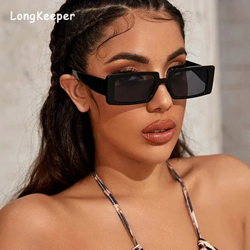 Vintage Negro Rectángulo Estrecho de Gafas de sol de las Mujeres de los Hombres 2020 de la Marca del Diseñador de Moda del Leopardo de la Plaza de gafas de Sol Gafas de sol de mujer