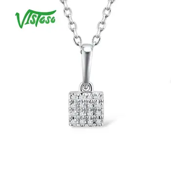 VISTOSO de Oro Colgantes Para las Mujeres Auténtica 14K 585 Rosa de Oro Blanco Espumoso Diamante Simple Cuadrado Colgante de la Boda de la Joyería Fina