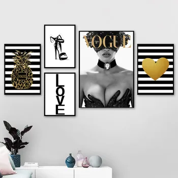 Vogue Girl Perfume Lápiz De Labios De Arte De La Pared De La Lona De Pintura De La Moda De La Marca Nordic Posters Y Impresiones De Imágenes De La Pared Para Vivir Decoración De La Habitación