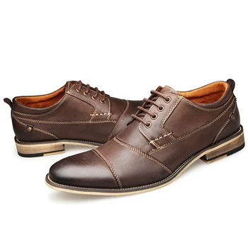 VRYHEID 2020 Hombres de Negocios Zapatos de Vestir de Cuero Genuino Inglaterra Moda Casual Zapatos oxford, Classic Plus Size 7.5-13