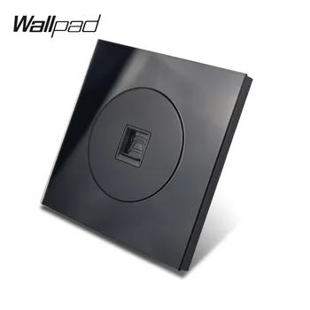Wallpad L6 Negro de Vidrio Templado Doble del Marco RJ11 Tel Jack de Teléfono de la Toma de corriente Accesorios de Cableado