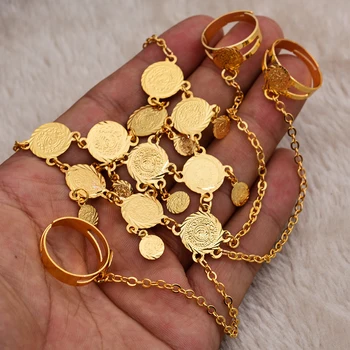 Wando de la moneda de la joyería de la Moneda de oro Pulsera Pulseras en el eslabón de la cadena Rins Para las Mujeres Vestido de Pulsera Caliente de la Venta Árabes de Oriente Medio de la Pulsera