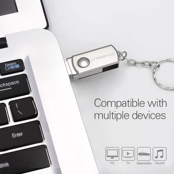 WANSENDA Unidad Flash USB 3.0 de Metal Pen Drive 16GB 32GB 64GB 128GB 256GB Unidad Flash USB, Pendrive USB 3.0 con llavero