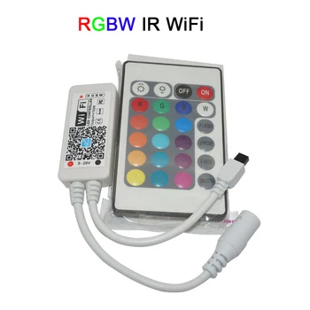 WiFi LED RGB/RGBW LED Tira de Controlador de DC5V-28V 24Keys & RF Remoto por IOS/Android Teléfono Inteligente para DC 5V 12V 24V LED de la lámpara de la cinta