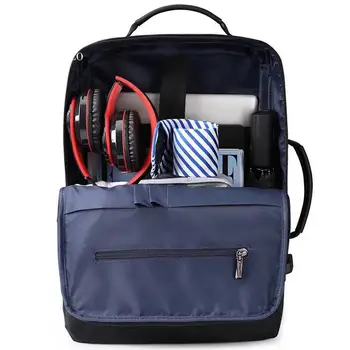 William Polo mochila para los hombres de gran capacidad, ampliable bolsa de viaje de anti-robo impermeable USB de carga de 17 pulgadas, Ordenador de la Mochila