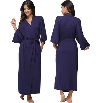 Witbuy Otoño Modal Desgaste de la Noche con la Túnica de la Mujer, Pijamas Casual Kimono Íntima, ropa de dormir Capa Suave Albornoz Mujeres Toalla Vestido de 2020