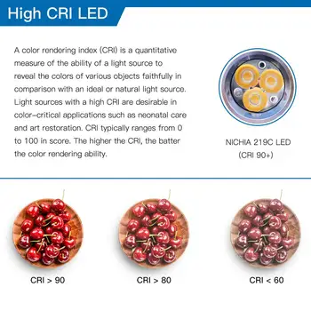 WUBEN LED Linterna Potente 1000 Lumen USB Recargable de la Antorcha de LED del CRI 90 NICHIA 219C la prenda Impermeable IP68 18650 de la Batería Luz TO46R