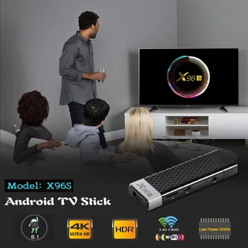 X96s TV Stick Android TV 8.1 Audio HD 1080P QHD Quad Core Bluetooth 4.2 2.4 G / 5.8 G wifi TV stick Android tv box