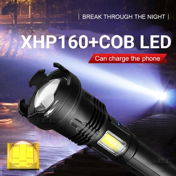 XHP160 Linterna de LED Para la Caza Más Potente Linterna LED Antorcha Usb Flash Táctico Luz XHP70.2 Batería Recargable De Frente La Luz De La Lámpara