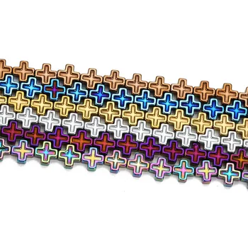 XINYAO 60Pcs/lote de Piedra Natural con Forma de Cruz de Perlas de 6mm de colores Hematita Suelto Espaciador Perlas Para Diy de la Joyería de Materiales de construcción