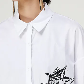 XITAO Abstracto Cuerpo de Impresión de las Mujeres Camisas de Huecos Irregulares Mujeres Blusas de Moda Salvaje de la Mujer Tops y Blusas De 2019 Otoño ZLL4328