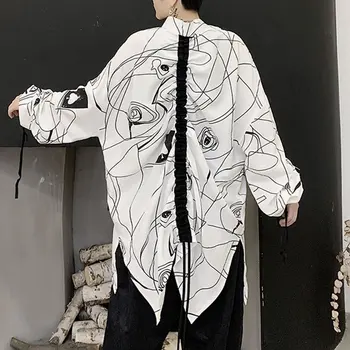 XITAO Impresión de Patrón de Cordón de la Blusa Moda de las Nuevas Mujeres Irregulares Split Single de Mama Estilo Casual Suelto Más el Tamaño de la Camisa DZL1494